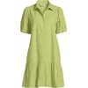 image:imageLands End Womens Elbow Sleeve Eyelet Knee Length Shirt DressBright Pistachio Floral Eyelet