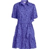 image:imageLands End Womens Elbow Sleeve Eyelet Knee Length Shirt DressCrisp Purple Floral Eyelet