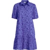 image:imageLands End Womens Elbow Sleeve Eyelet Knee Length Shirt DressCrisp Purple Floral Eyelet