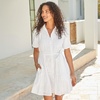 image:imageLands End Womens Elbow Sleeve Eyelet Knee Length Shirt DressWhite Floral Eyelet