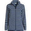 image:imageLands End Womens Fleece Full Zip JacketDeep Sea NavyIvory Stripe