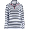 image:imageLands End Womens Fleece Quarter Zip PulloverCrisp WhiteNavy StripeRed