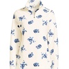image:imageLands End Womens Fleece Quarter Zip PulloverIvoryClear Blue Tossed Floral