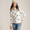 image:imageLands End Womens Fleece Quarter Zip PulloverIvoryClear Blue Tossed Floral