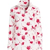 image:imageLands End Womens Fleece Quarter Zip PulloverIvoryRed Tossed Floral