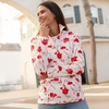 image:imageLands End Womens Fleece Quarter Zip PulloverIvoryRed Tossed Floral