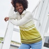 image:imageLands End Womens Fleece Quarter Zip PulloverVintage Lime Ombre Stripe