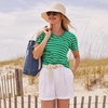 image:imageLands End Womens High Rise Pleated Aline 5 Linen ShortsWhite