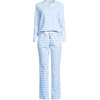 image:imageLands End Womens Knit 2 Piece Pajama Set  Long Sleeve Top and PantsClear Blue Sky Even Stripe