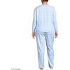image:imageLands End Womens Knit 2 Piece Pajama Set  Long Sleeve Top and PantsClear Blue Sky Even Stripe