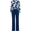 image:imageLands End Womens Knit 2 Piece Pajama Set  Long Sleeve Top and PantsDeep Sea Navy Daisies