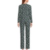 image:imageLands End Womens Knit 2 Piece Pajama Set  Long Sleeve Top and PantsForestIvory Ditsy Floral