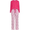 image:imageLands End Womens Knit 2 Piece Pajama Set  Long Sleeve Top and PantsHot Pink Floral