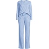 image:imageLands End Womens Knit 2 Piece Pajama Set  Long Sleeve Top and PantsLight Sea Blue Tiny Floral