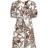 image:imageLands End Womens Linen Above the Knee Puff Sleeve DressVanillaBark Etched Leaves