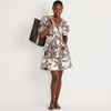 image:imageLands End Womens Linen Above the Knee Puff Sleeve DressVanillaBark Etched Leaves
