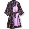 image:imageLands End Womens Matte Satin 2 Piece Pajama Set  Nightgown and RobeBlack Large Watercolor Floral