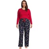 image:imageLands End Womens Pajama Set Knit Long Sleeve TShirt and Flannel PantsDeep Sea Navy Holiday Pups