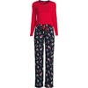 image:imageLands End Womens Pajama Set Knit Long Sleeve TShirt and Flannel PantsDeep Sea Navy Holiday Pups