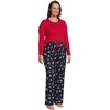 image:imageLands End Womens Pajama Set Knit Long Sleeve TShirt and Flannel PantsDeep Sea Navy Holiday Pups