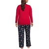 image:imageLands End Womens Pajama Set Knit Long Sleeve TShirt and Flannel PantsDeep Sea Navy Holiday Pups