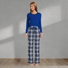 image:imageLands End Womens Pajama Set Knit Long Sleeve TShirt and Flannel PantsDeep Sea NavyIvory Plaid