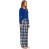 image:imageLands End Womens Pajama Set Knit Long Sleeve TShirt and Flannel PantsDeep Sea NavyIvory Plaid