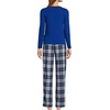 image:imageLands End Womens Pajama Set Knit Long Sleeve TShirt and Flannel PantsDeep Sea NavyIvory Plaid