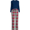 image:imageLands End Womens Pajama Set Knit Long Sleeve TShirt and Flannel PantsHeritage Red Plaid