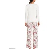 image:imageLands End Womens Pajama Set Knit Long Sleeve TShirt and Flannel PantsIvoryRed Winter Village