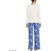 image:imageLands End Womens Pajama Set Knit Long Sleeve TShirt and Flannel PantsMuted Cobalt Winter Village