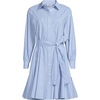 image:imageLands End Womens Poplin Button Front Dress with GodetsLight Sea BlueWhite Stripe