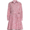image:imageLands End Womens Poplin Button Front Dress with GodetsWhiteCoral Red Painted Posies