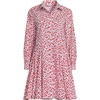 image:imageLands End Womens Poplin Button Front Dress with GodetsWhiteCoral Red Painted Posies