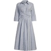image:imageLands End Womens Poplin Midi Wrap Front DressMidnight Sky Pinstripe