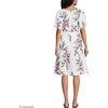 image:imageLands End Womens Puff Sleeve Pleated Linen Knee Length DressWhiteMagenta Plumeria