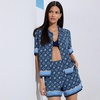 image:imageLands End Womens Rayon High Rise 5 Pull On Shorts  Set BottomDeep Sea Border Tile
