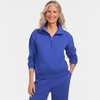 image:imageLands End Womens Serious Sweats Relaxed Quarter Zip Pullover SweatshirtBlue Breeze