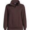 image:imageLands End Womens Serious Sweats Relaxed Quarter Zip Pullover SweatshirtRich Seal Brown