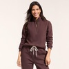 image:imageLands End Womens Serious Sweats Relaxed Quarter Zip Pullover SweatshirtRich Seal Brown