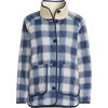 image:imageLands End Womens Sherpa Fleece Reversible Mixed Media Long JacketIvoryNavy Check