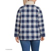 image:imageLands End Womens Sherpa Fleece Reversible Mixed Media Long JacketIvoryNavy Check