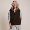 image:imageLands End Womens Sherpa Fleece Reversible Mixed Media VestRich CoffeeBrown Check