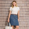 image:imageLands End Womens Soft Denim Mid Rise Button Through Mini SkirtIndigo Tide Blue