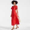 image:imageLands End Womens Tiered Cotton Poplin Eyelet Maxi DressCoral Red Eyelet
