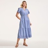 image:imageLands End Womens Tiered Cotton Poplin Eyelet Maxi DressSapphire Gem Stripe Eyelet