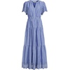 image:imageLands End Womens Tiered Cotton Poplin Eyelet Maxi DressSapphire Gem Stripe Eyelet
