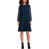image:imageLands End Womens Chiffon Above the Knee Adjustable DressCobalt Blackwatch Plaid