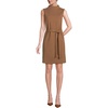 image:imageLands End Womens Cotton Blend Short Sleeve Mock Neck Sweater DressWarm Tawny Brown