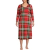 image:imageLands End Womens Cotton Long Sleeve Midcalf NightgownCompass RedEmerald Plaid
